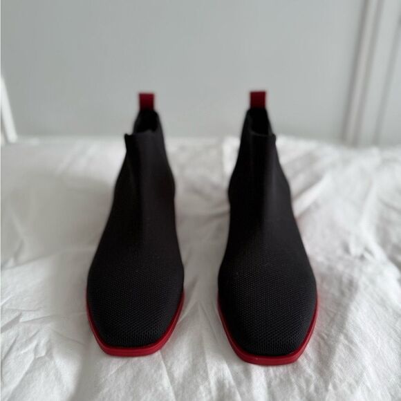 New Square-toe ankle Chelsea Boots black - rubby red - Picture 1 of 3